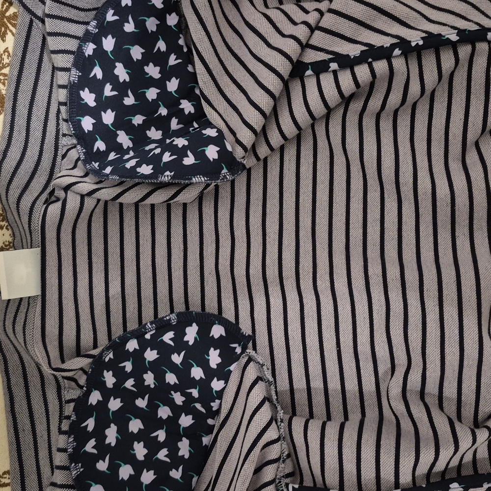 Cabi Mock Neck Stripe Coat Cotton Blend 3 quarter sleeve - Picture 8 of 9